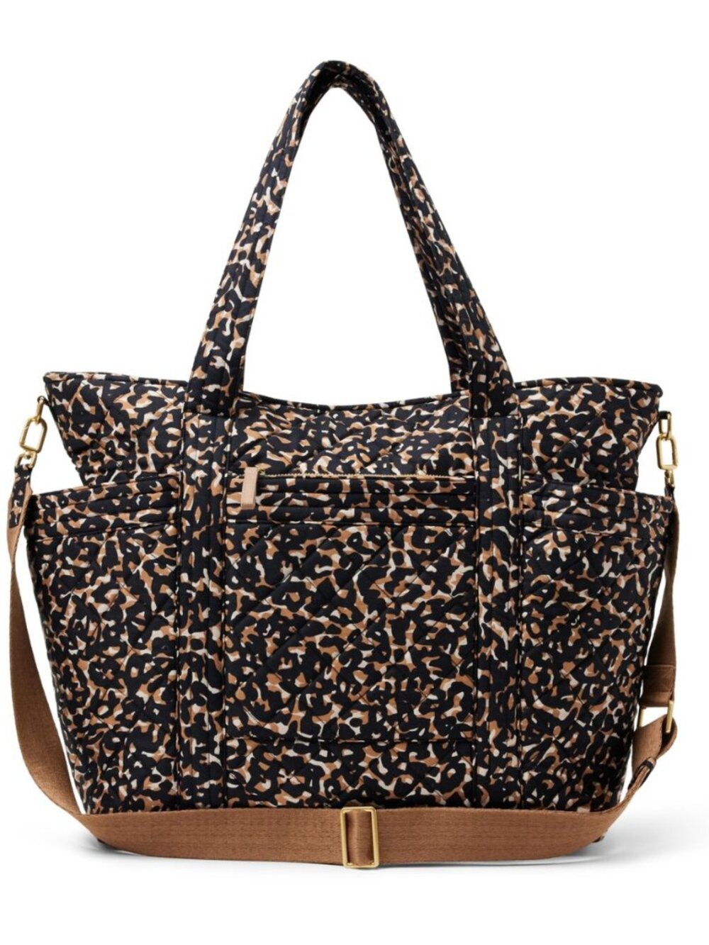 Women's Quilted Cotton Travel Tote Bag, Abstract Animal Print, One Size